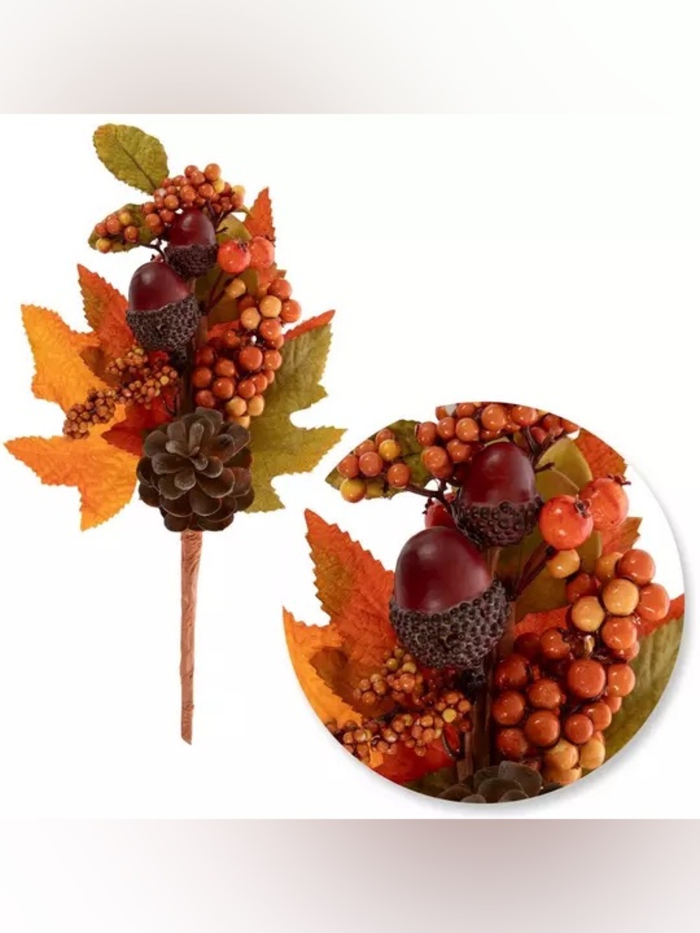 (3) Berries, Leaves & Acorns Pick - Picture 2 of 3